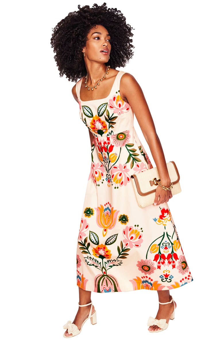 Boden Floral Print Fit & Flare Dress, Alternate, color, 