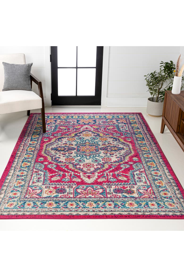 Bohemian FLAIR Boho Vintage Area Rug, Alternate, color, Pink/Ivory