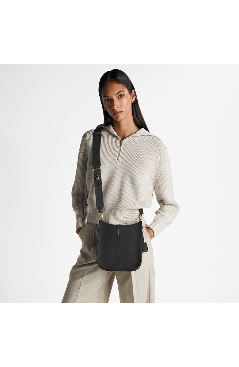 MAISON de SABRÉ Leather Saddle Bag, Alternate, color, Black Caviar