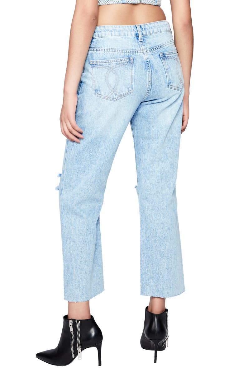 Bardot Esther Ripped Raw Hem Crop Straight Leg Jeans, Alternate, color, Indigo
