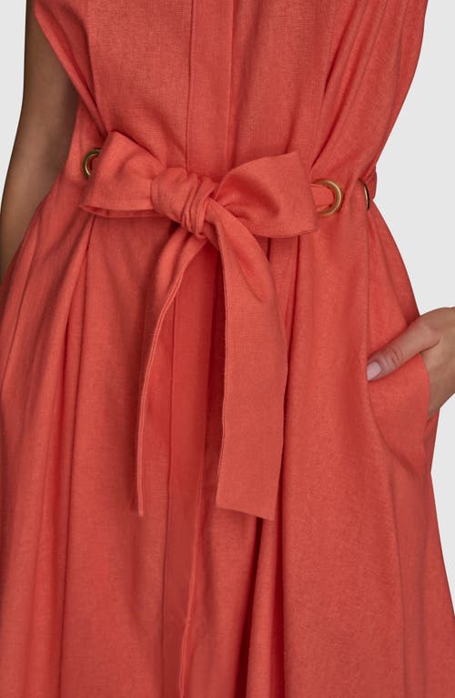 Donna Karan New York Sleeveless Linen Blend Shirtdress In Spring Mel