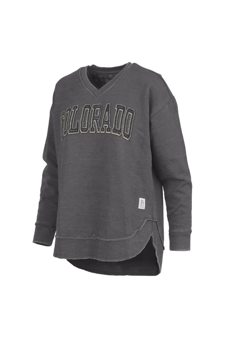 Women's Pressbox  Black Colorado Buffaloes Westin Poncho V-Neck Pullover Sweatshirt, Alternate, color, Black