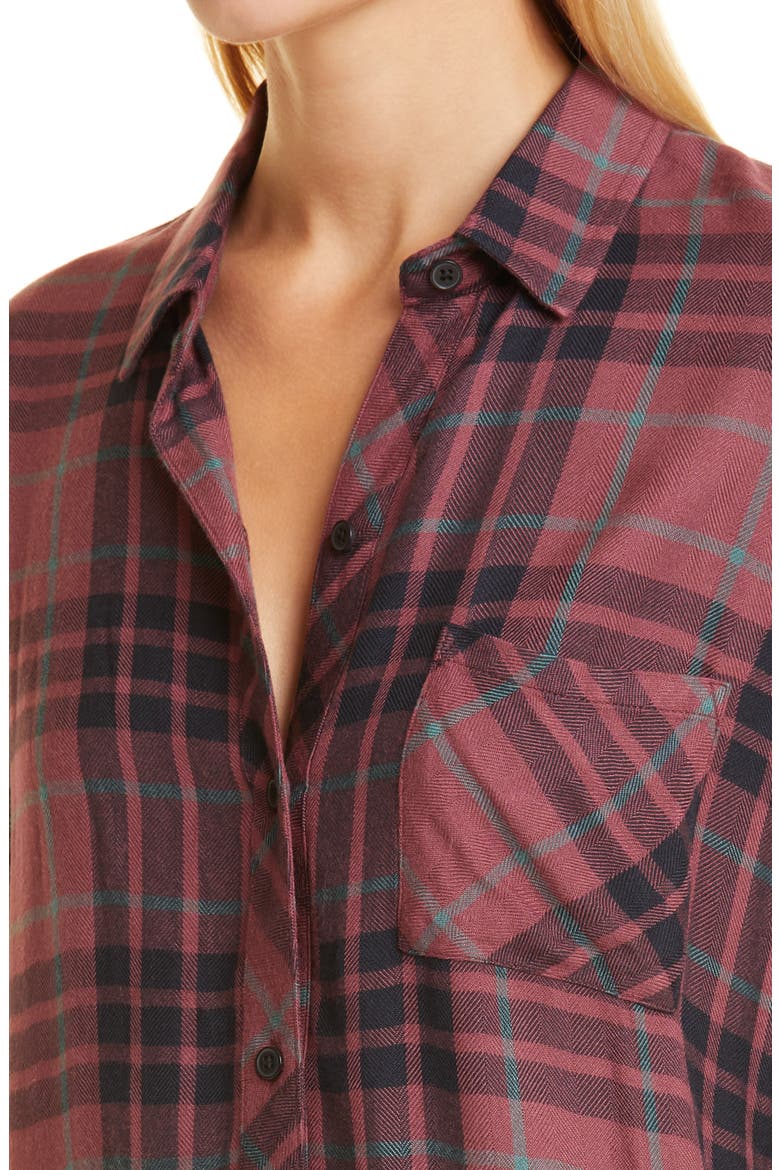 Hunter Plaid Button-Up Shirt, Alternate, color, MIDNIGHT ROSE