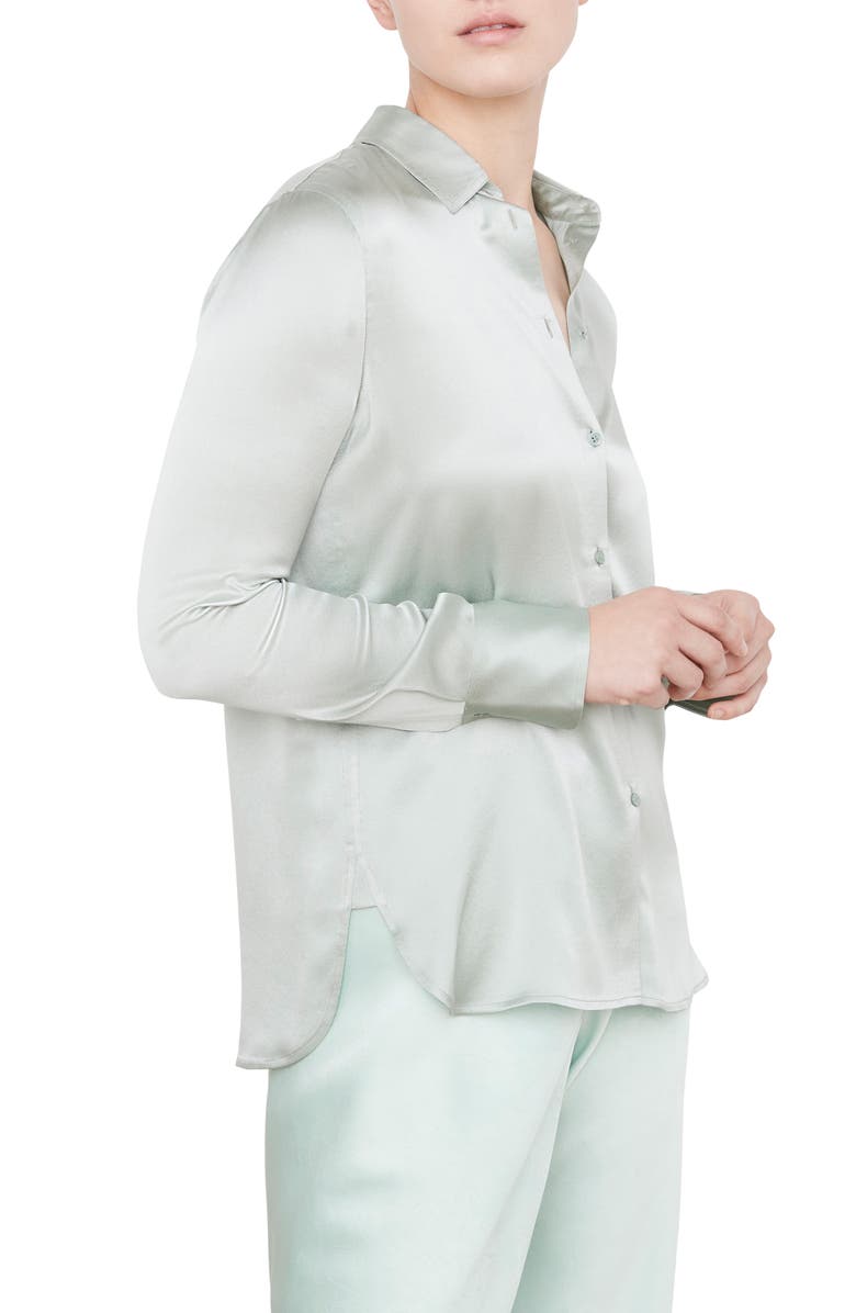 Vince Slim Fit Stretch Silk Blouse, Alternate, color, 
