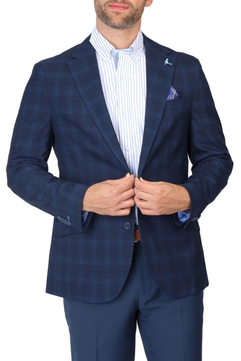 Glen Plaid Sport Coat, Main, color, NAVY