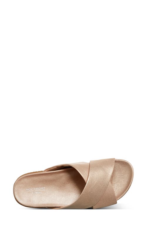 Rockport Leia Slide Sandal In Metallic Gold