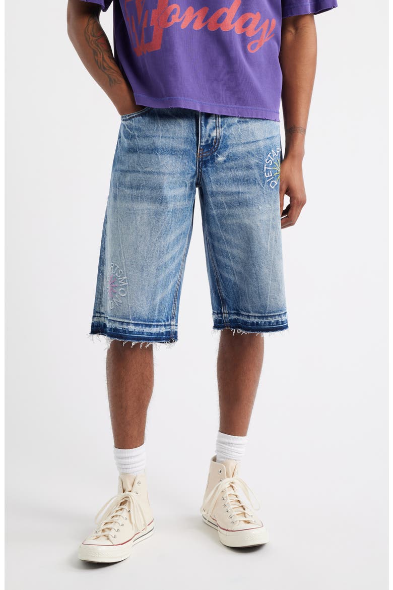 Sol Embroidered Denim Shorts, Main, color, INDIGO