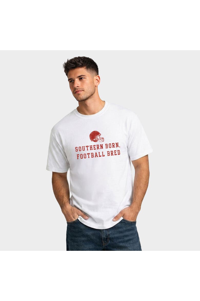 Southern Born Football Bred Helmet Garment Dyed T-Shirt, Alternate, color, White