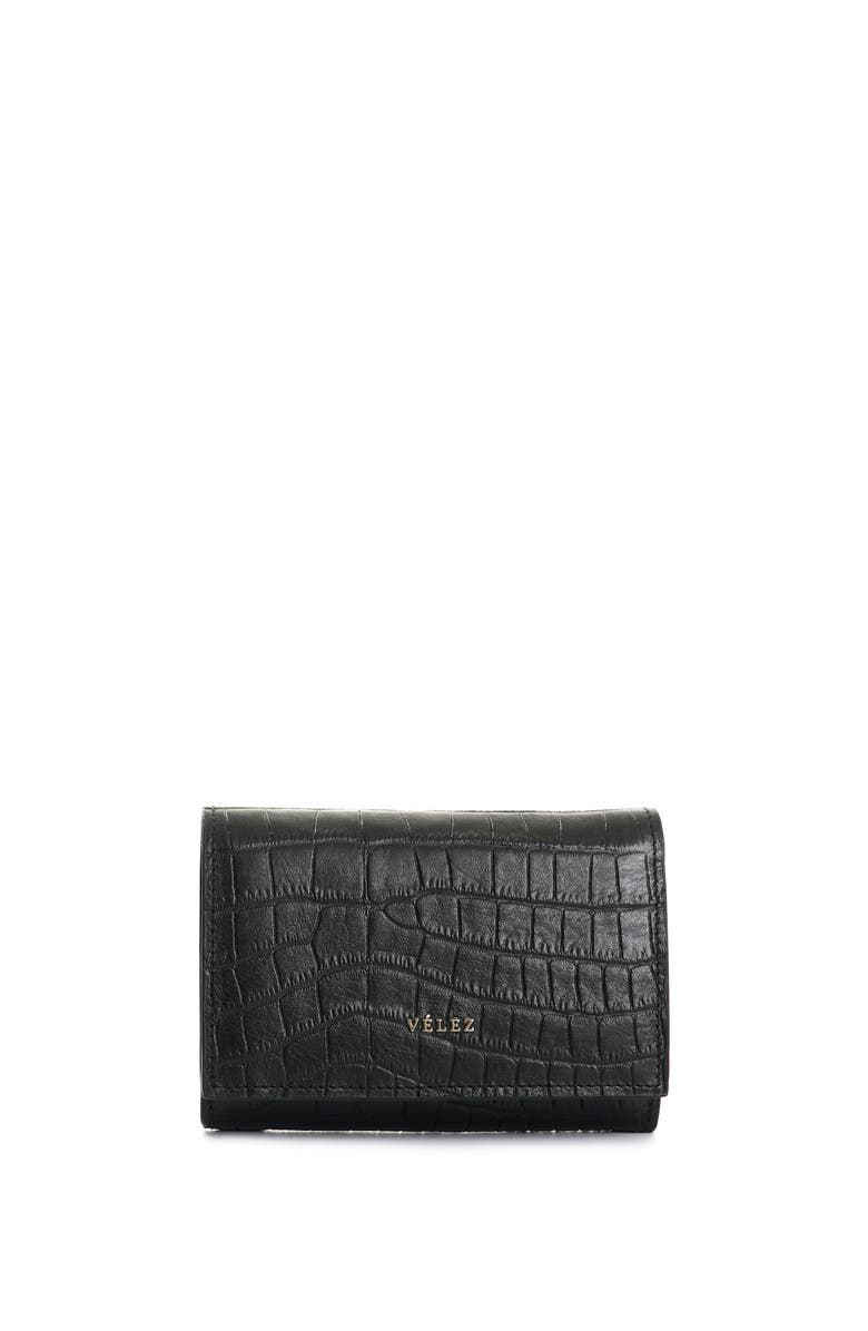 Velez Embossed Leather Wallet, Main, color, Black