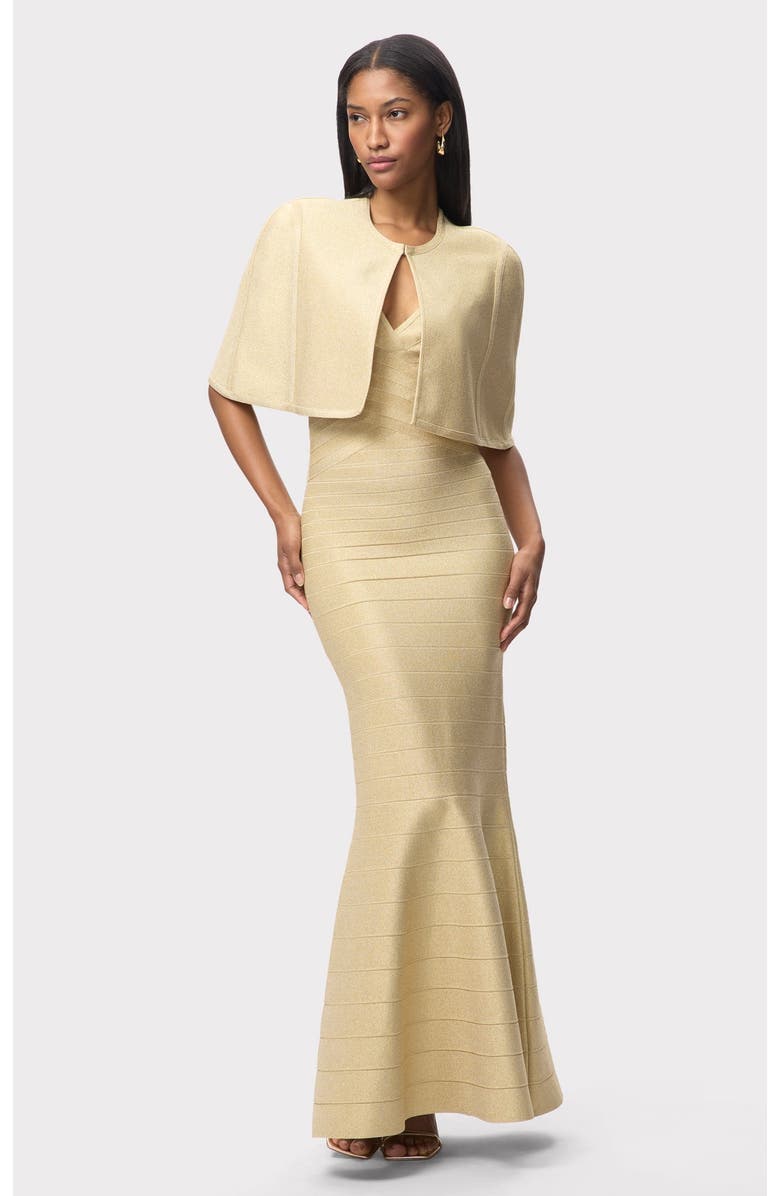 Herve Leger The Juliette Cape, Alternate, color, Metallic Gold