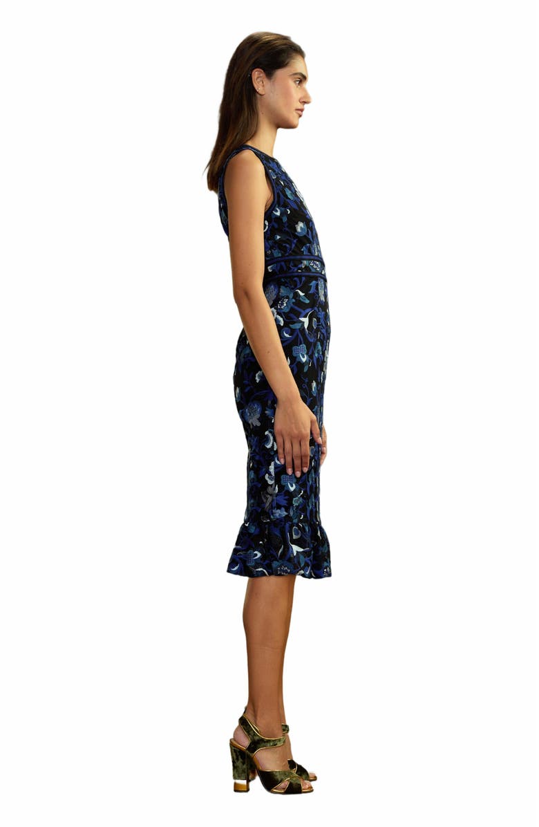 Cynthia Rowley EMBROIDERED SLEEVELESS MIDI DRESS, Alternate, color, 