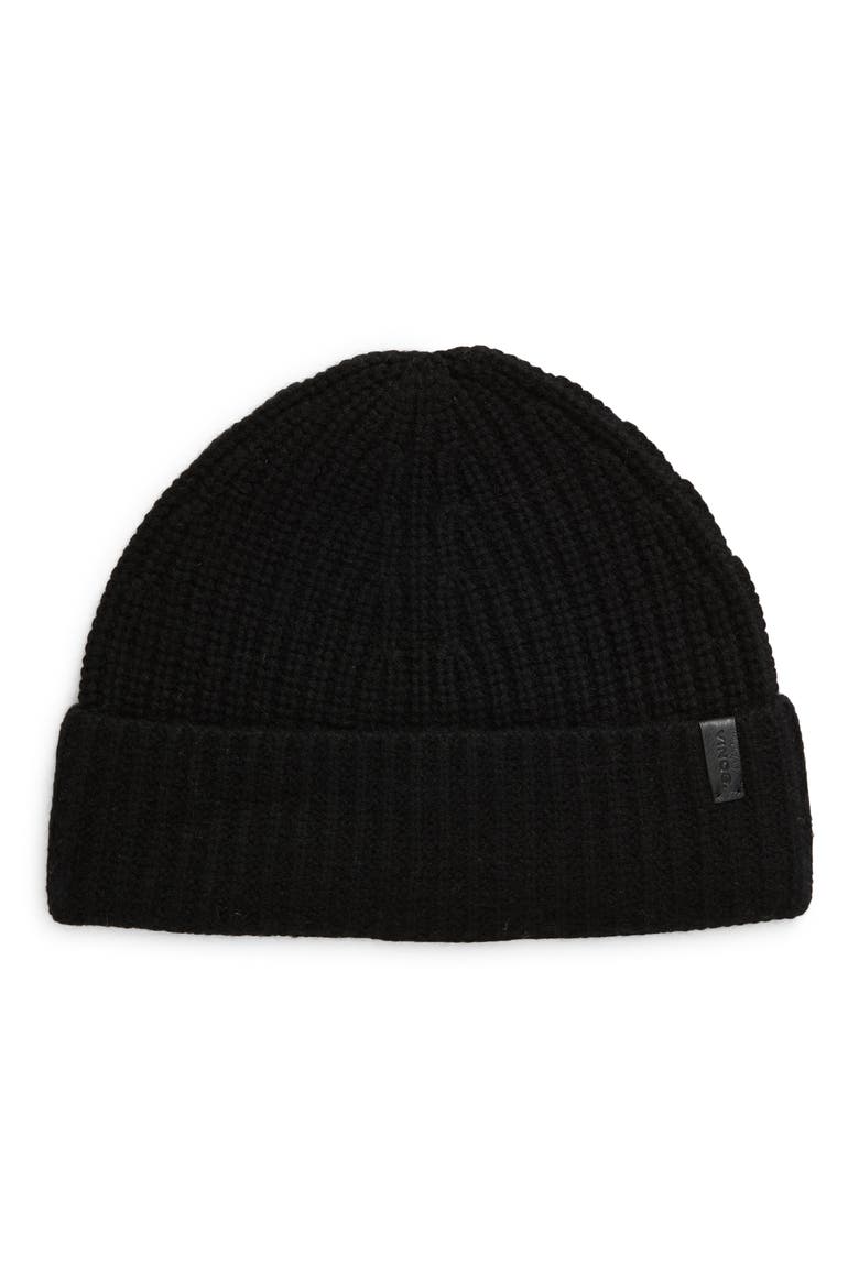 Shaker Stitch Cashmere Beanie, Main, color, BLACK