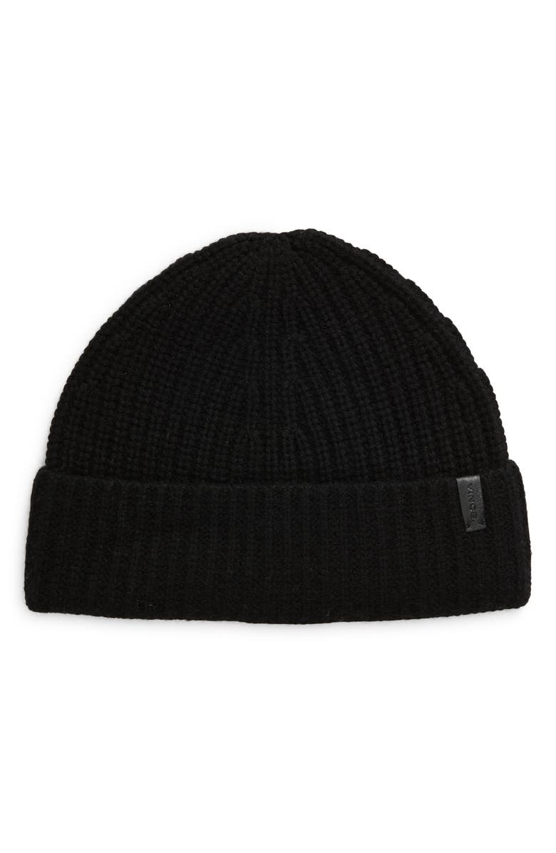 Vince Shaker Stitch Cashmere Beanie, Main, color, Black