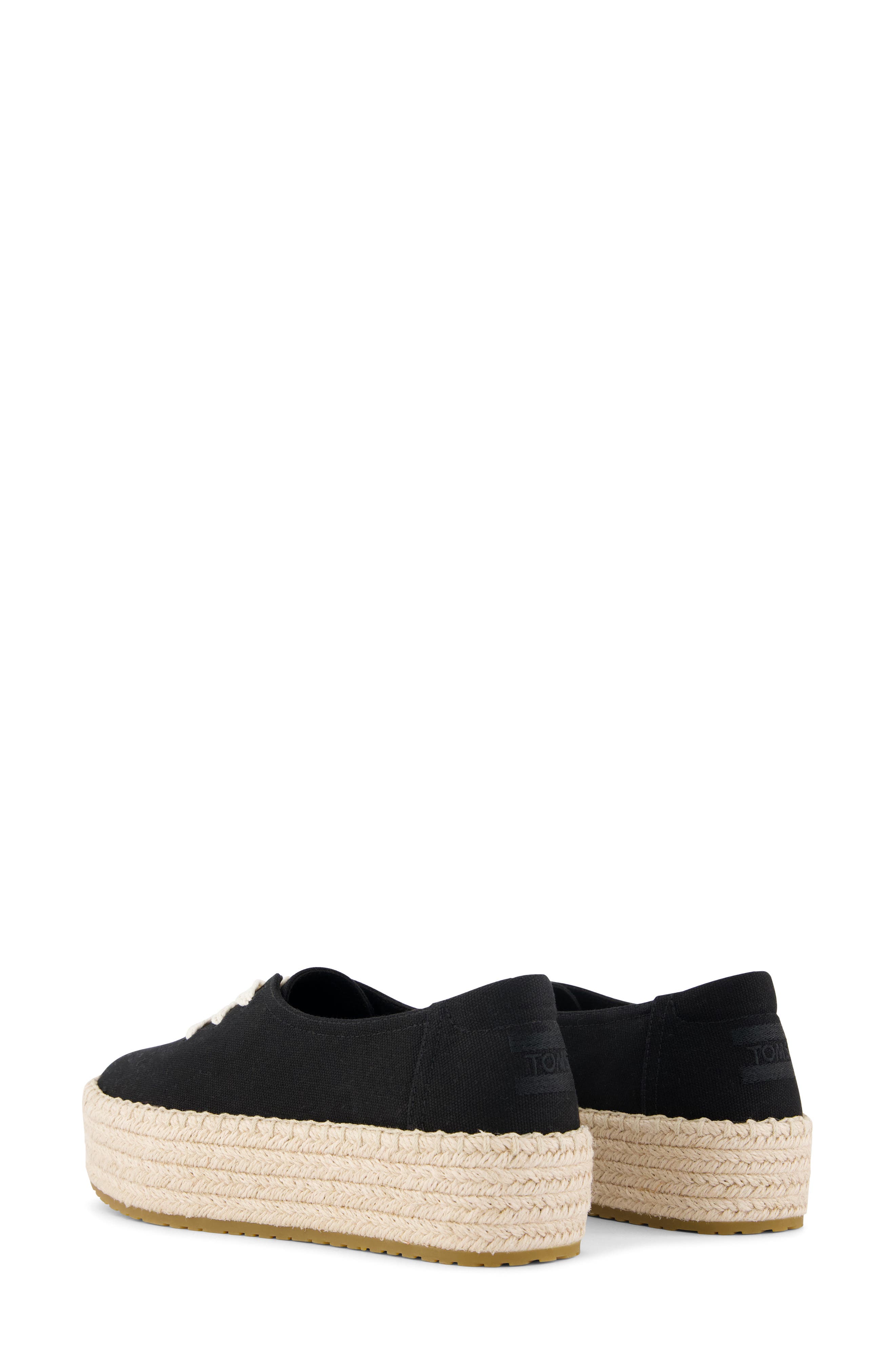 TOMS Valencia Lace-Up Platform Espadrille, Alternate, color, Black