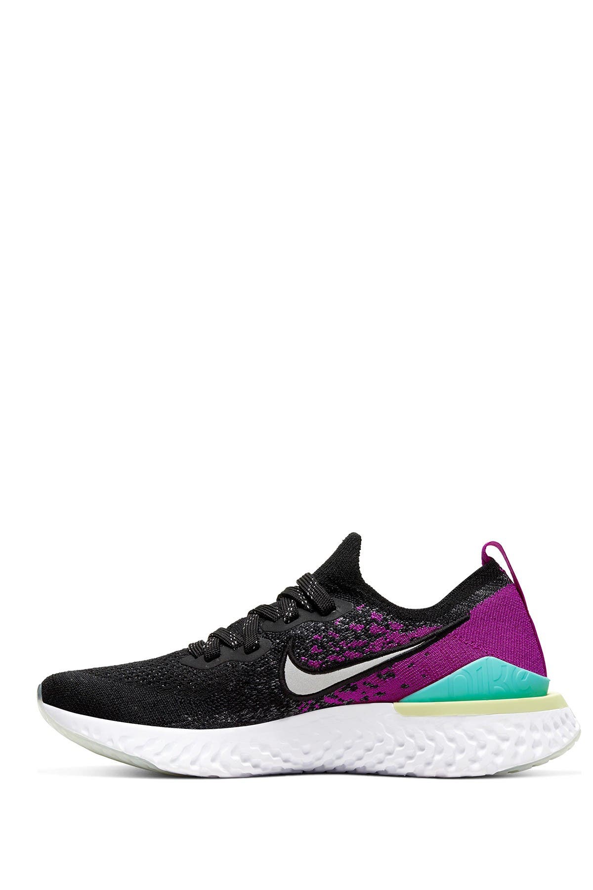 Epic React Flyknit 2 Running Shoe, Alternate, color, 008 BLACK/REFLECT SILVER