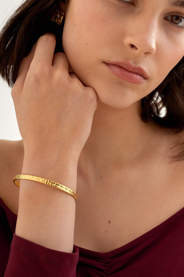 Taya Waterproof Gold Woven Bangle, Alternate, color, Gold