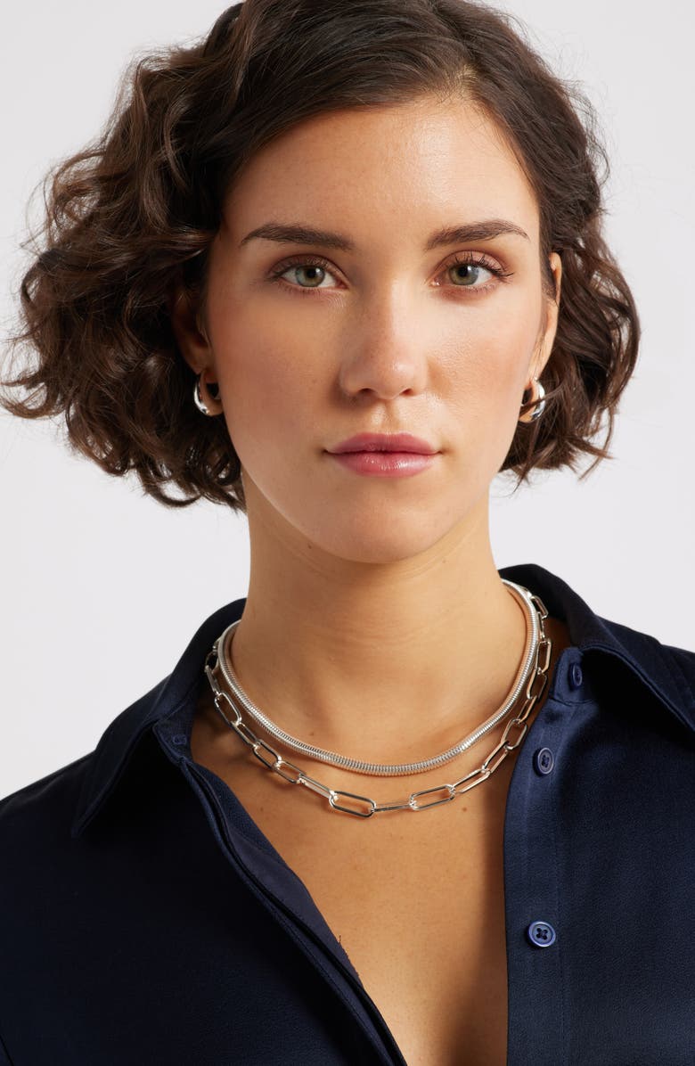 Nordstrom Demi Fine Dome Hoop Earrings, Alternate, color, Sterling Silver Plated