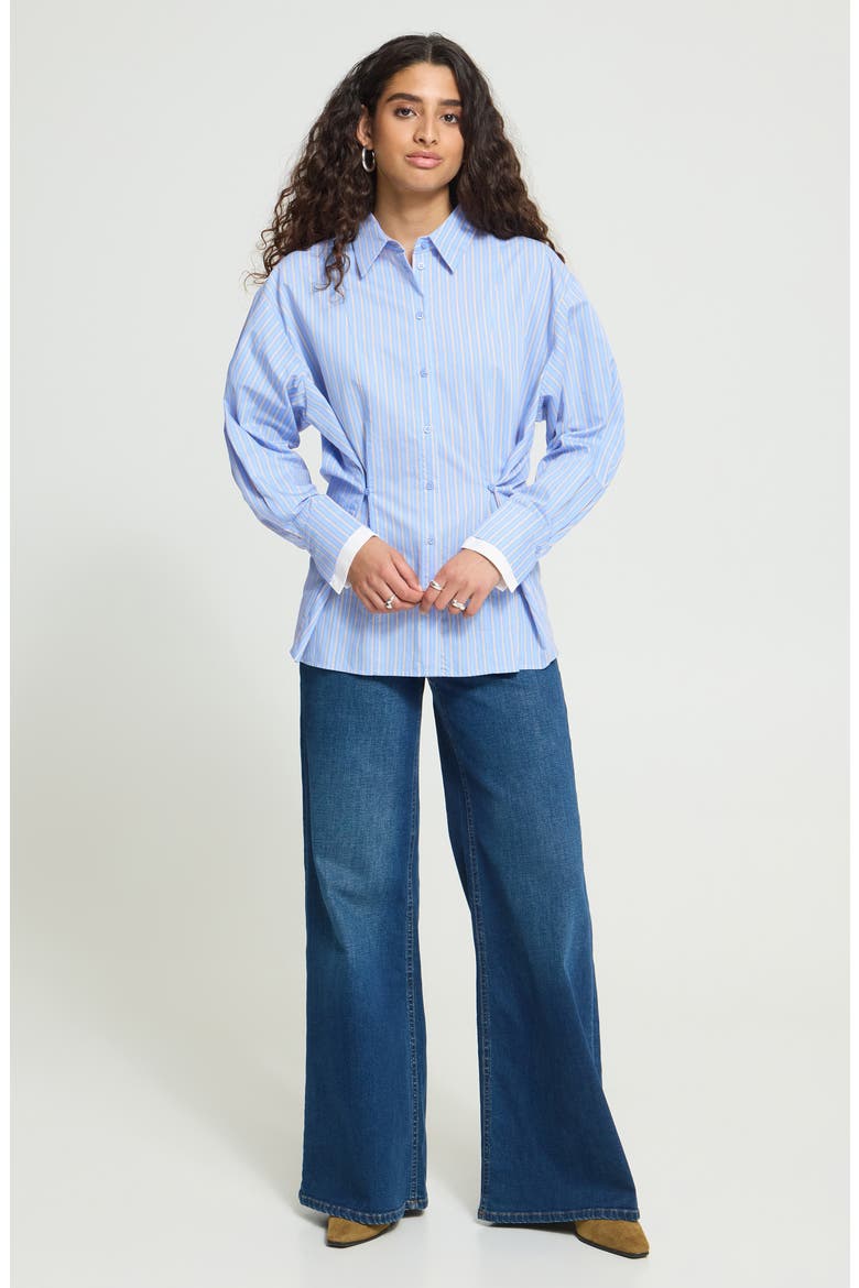Striped Long Sleeve Button Shirt, Alternate, color, CLASSIC BLUE STRIPE