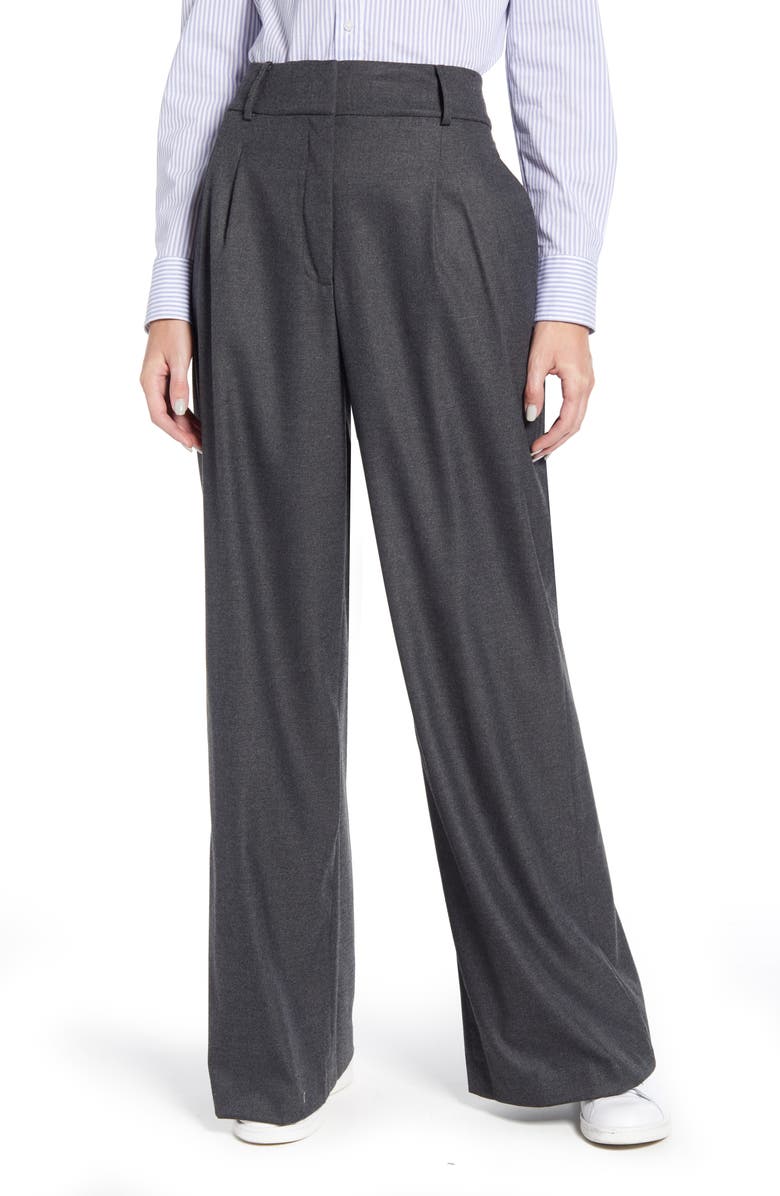 Tommy Hilfiger Flannel Wide Leg Trousers, Main, color, 