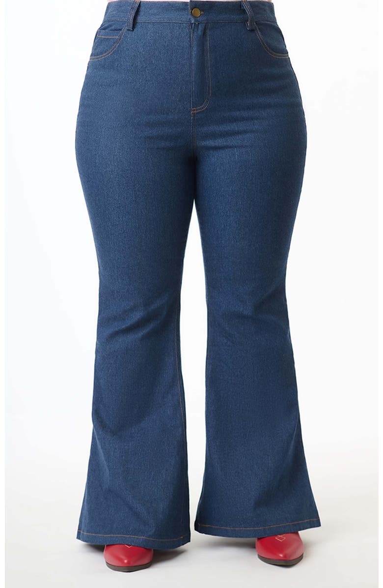 Unique Vintage Plus Size High Rise Flare Jeans, Alternate, color,