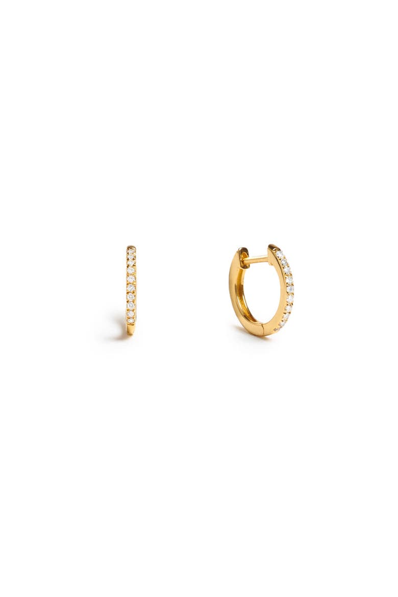 Diamond Pavé Huggie Hoops, Alternate, color, Yellow Gold