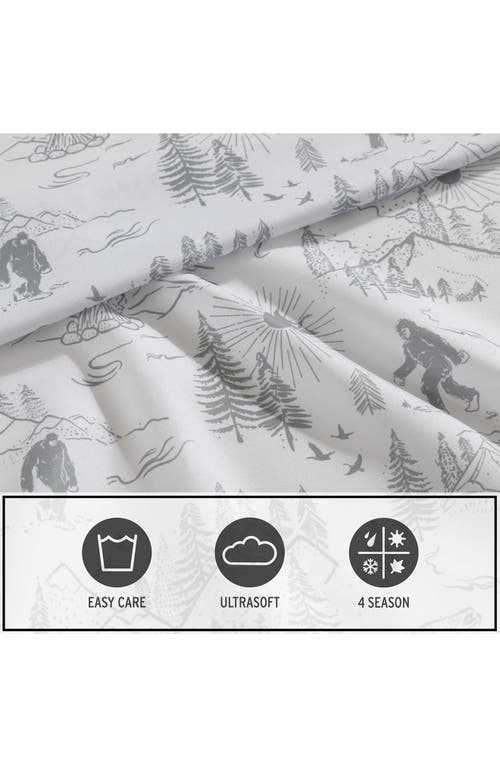 Eddie Bauer Big Foot Hiking Trip Microfiber Sheet Set In White/grey