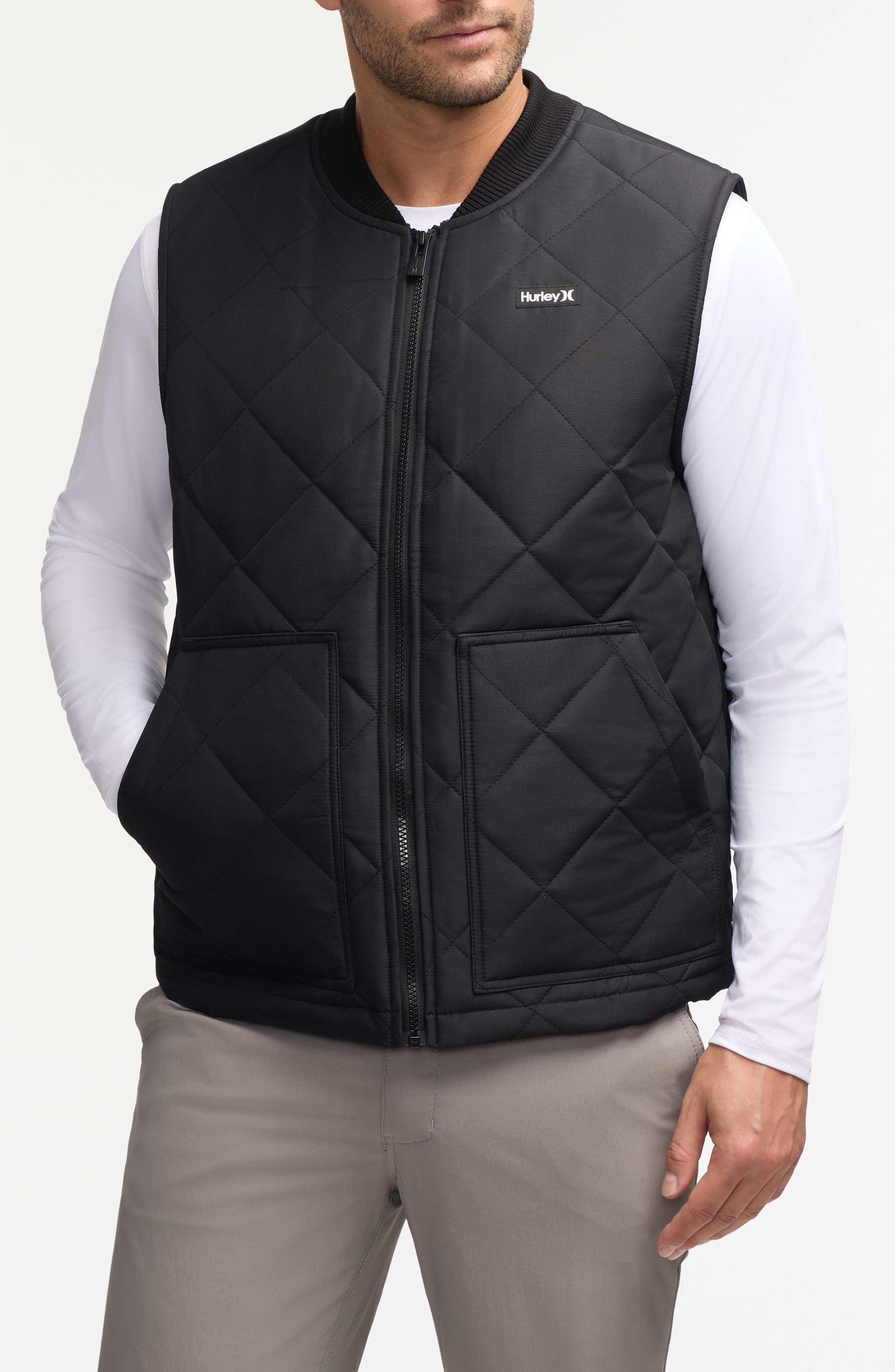 Hurley Malony Water Repellent Faux Shearling Lined Quilted Vest