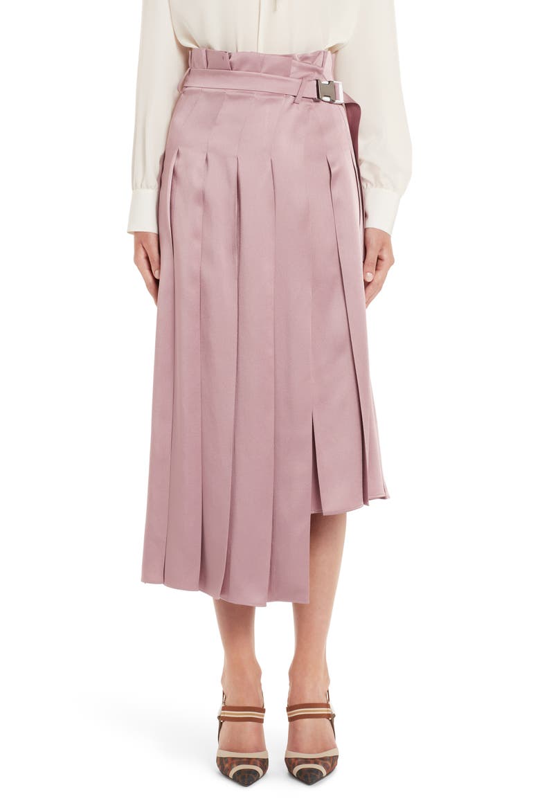Pleated Satin Skirt, Main, color, ARUBA PINK