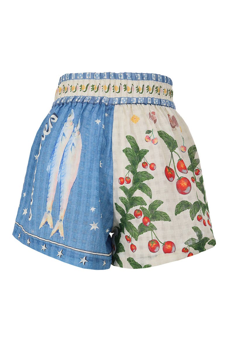 Nalia Cotton Cover-Up Shorts, Alternate, color, WHITE/ BLUE