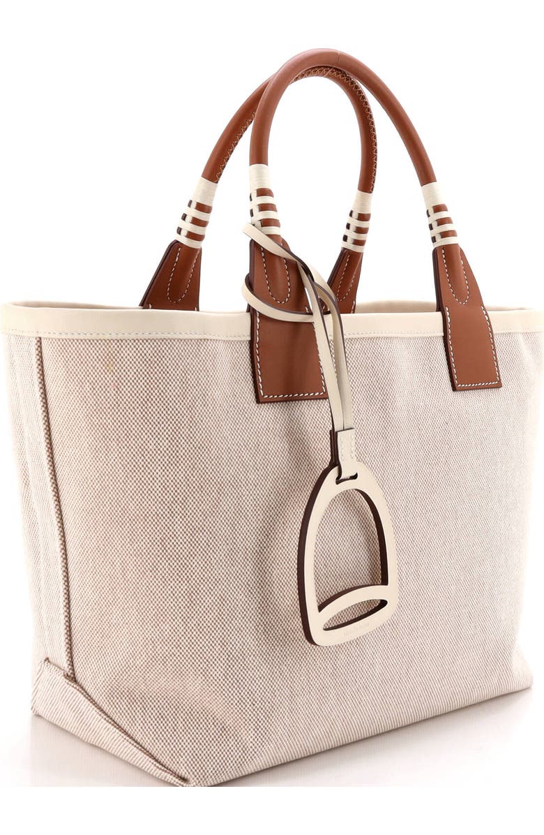 Pre-Owned Hermes Sac Steeple Tote Toile with Leather 25, Alternate, color, Ecru