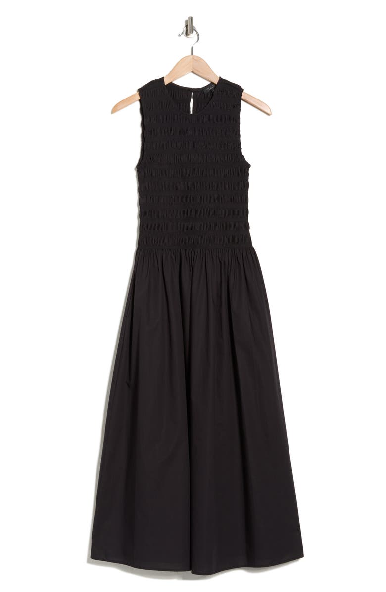 rag & bone Lane Sleeveless Smocked Cotton Maxi Dress, Alternate, color, Black