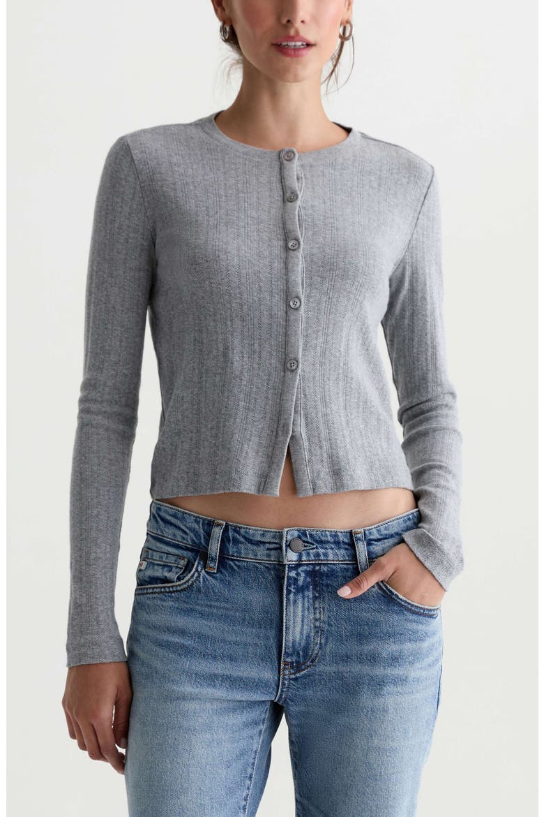 Edden Cotton Pointelle Cardigan, Main, color, HEATHER GREY