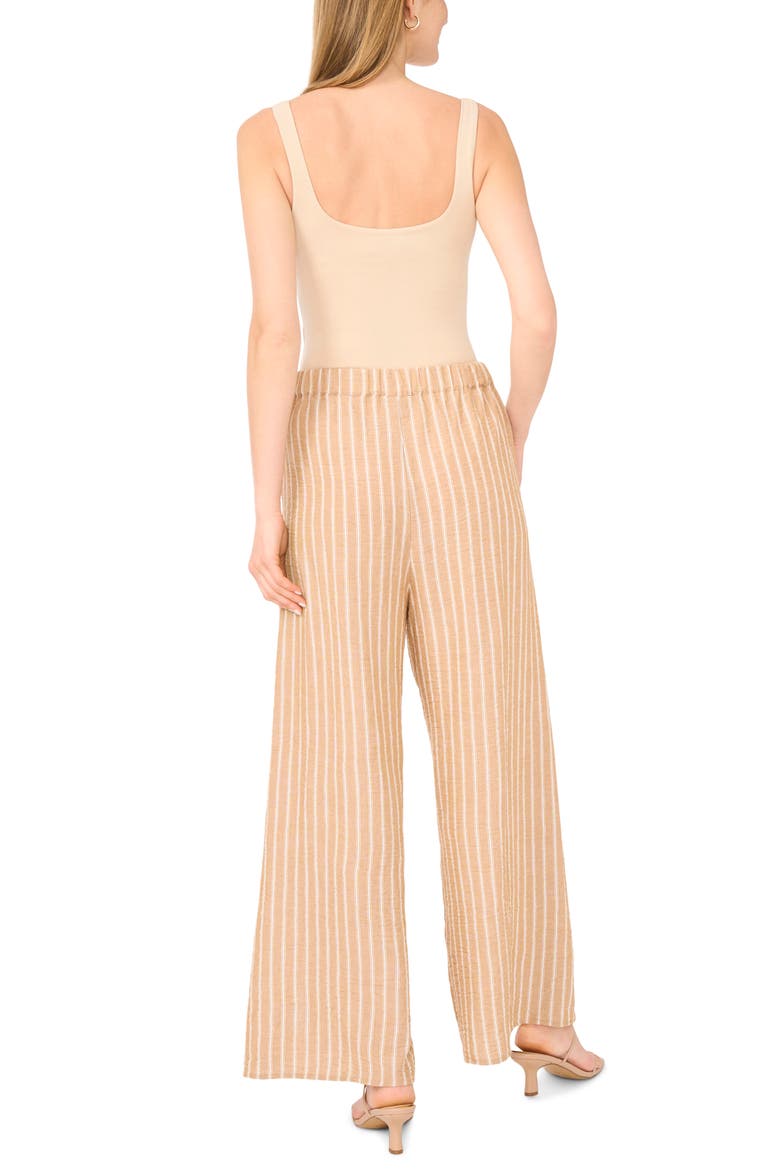 Tie Front Overlay Wide Leg Pants, Alternate, color, BEIGE/WHITE