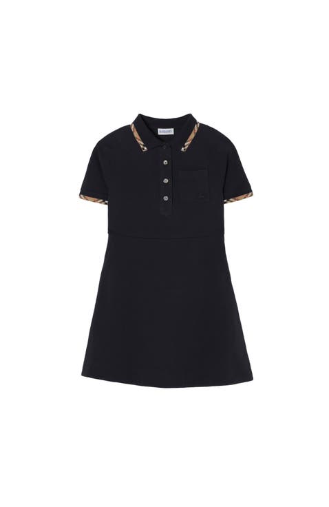 Girls' Check Trim Cotton Polo Shirt Dress