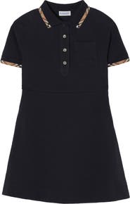 Burberry Girls' Check Trim Cotton Polo Shirt Dress