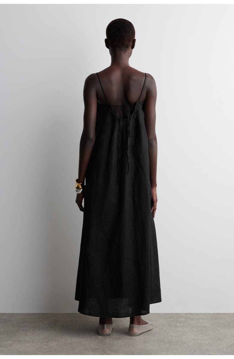 COS Pleated Linen Maxi Dress, Alternate, color, Black