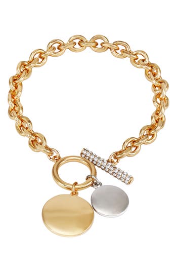 T Tahari Toggle Line Charm Bracelet In Gold