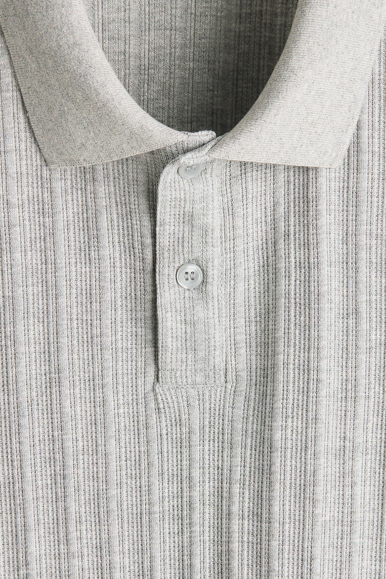 Slim Fit Textured Jersey Polo Shirt, Alternate, color, Light gray melange