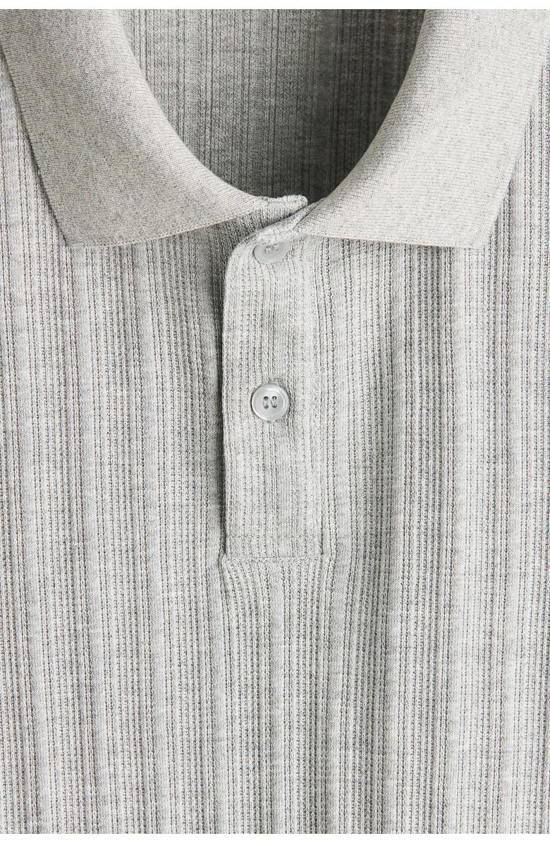 H&M Slim Fit Textured Jersey Polo Shirt, Alternate, color, Light Gray Melange