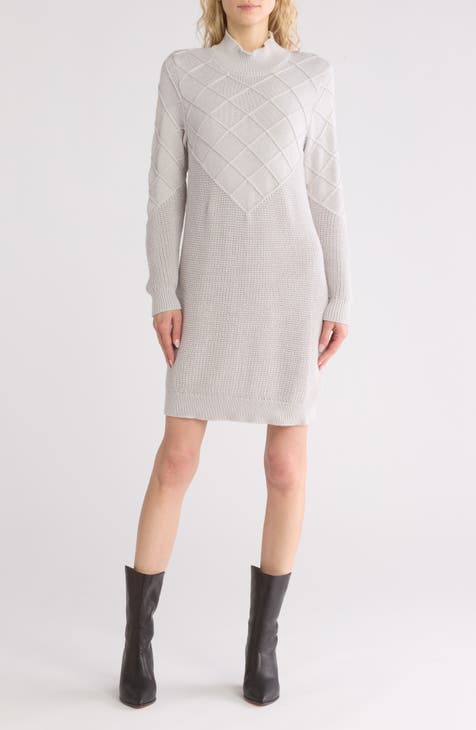 Seneca Falls Diamond Stitch Mock Neck Sweater Dress