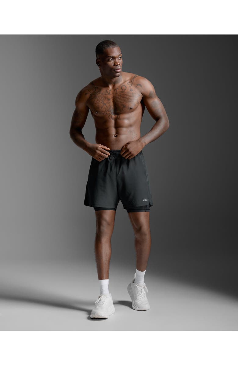 2XU Aero Mesh 2-in-1 5 Inch Short, Alternate, color, Black/Silver Reflective