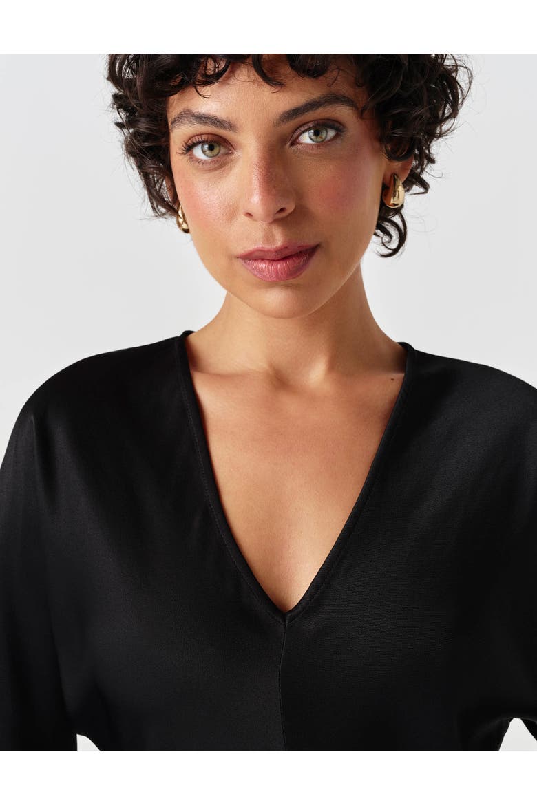 Lucille Long Sleeve Satin Top, Alternate, color, Black