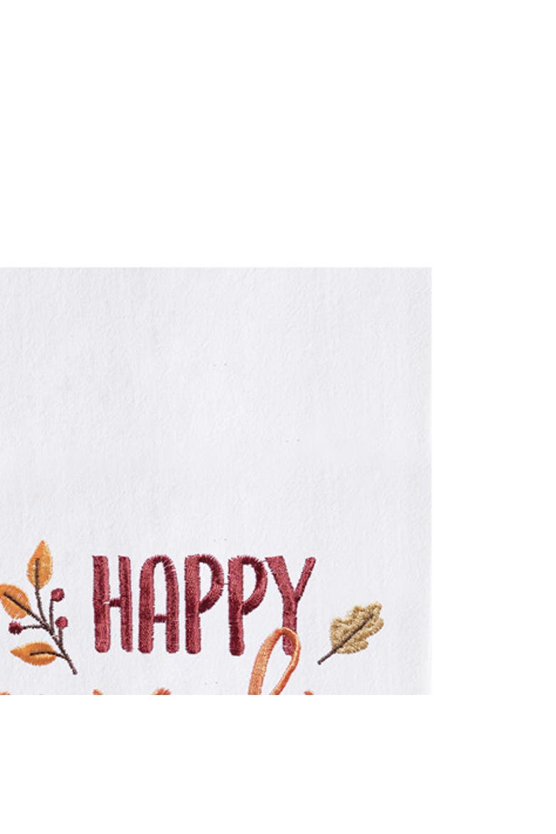 "Happy Pumpkin Season" 100% Cotton Embroidered Flour Sack Dishtowel, Alternate, color, White