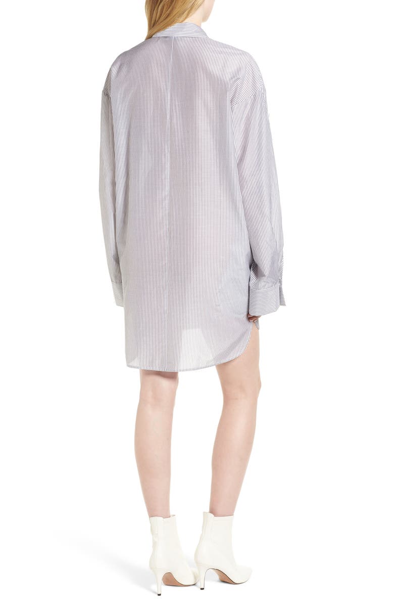 Trouvé Stripe Cotton & Silk Shirtdress, Alternate, color, 