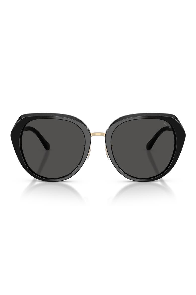 55mm Irregular Round Sunglasses, Main, color, BLACK / GREY SOLID