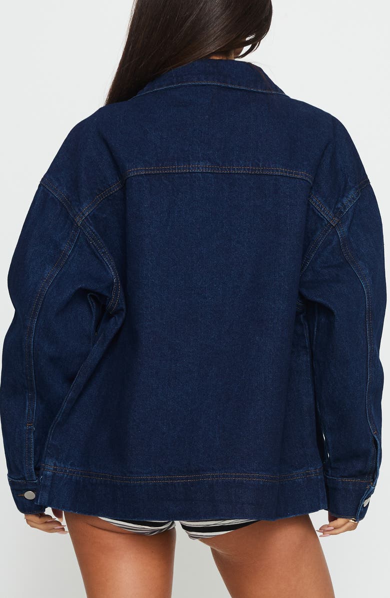 Princess Polly Goldsmith Denim Bomber Jacket, Alternate, color, Dark Wash