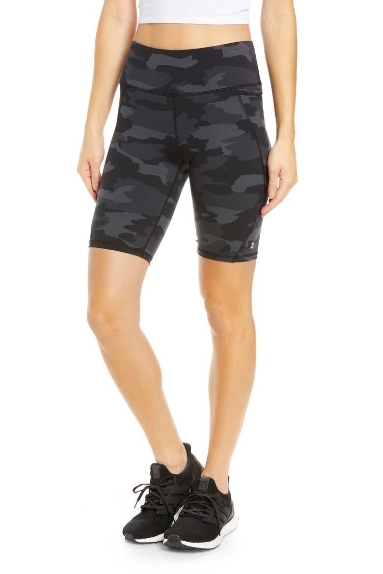 Power High Waist Pocket Bike Shorts, Main, color, BLACK TONAL CAMO PRINT