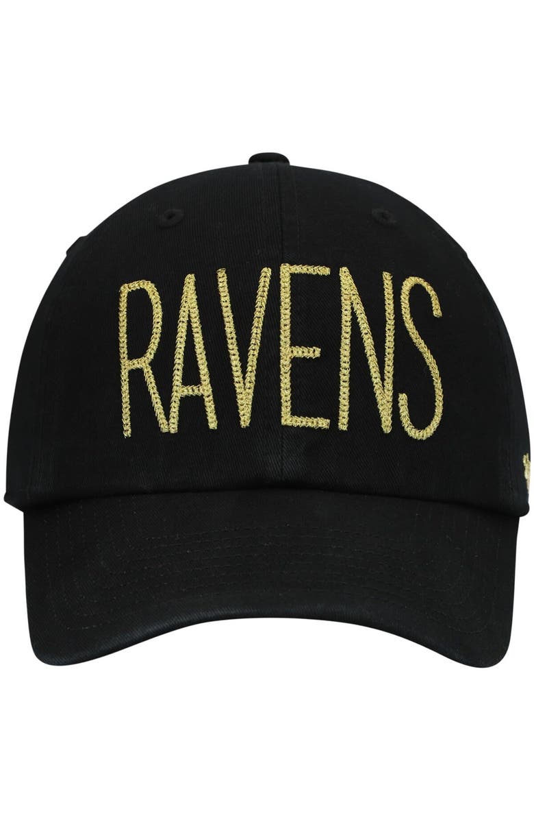 '47 Women's '47 Black Baltimore Ravens Shimmer Text Clean Up Adjustable Hat, Alternate, color,
