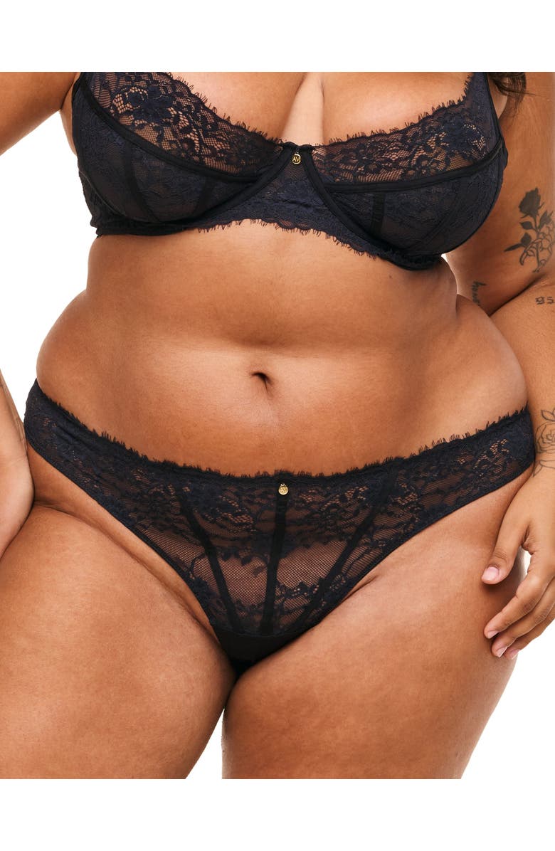 Adore Me Mandi Thong Panties, Main, color, Black