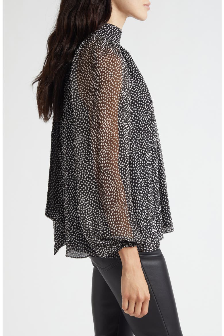 Suzanne Polka Dot Silk Chiffon Top, Alternate, color, BLACK POLKADOT